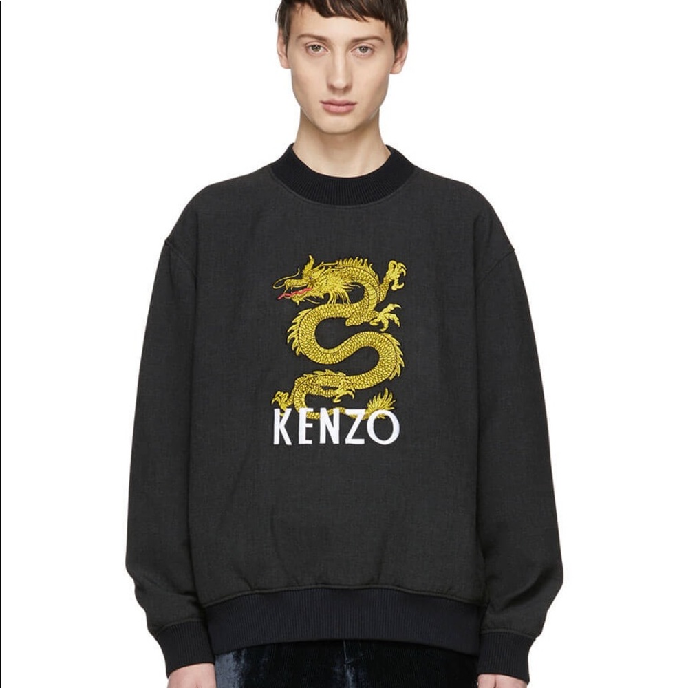 KENZO Grey Dragon Jersey Crewneck Sweatshirt XS - Picture 2 of 11